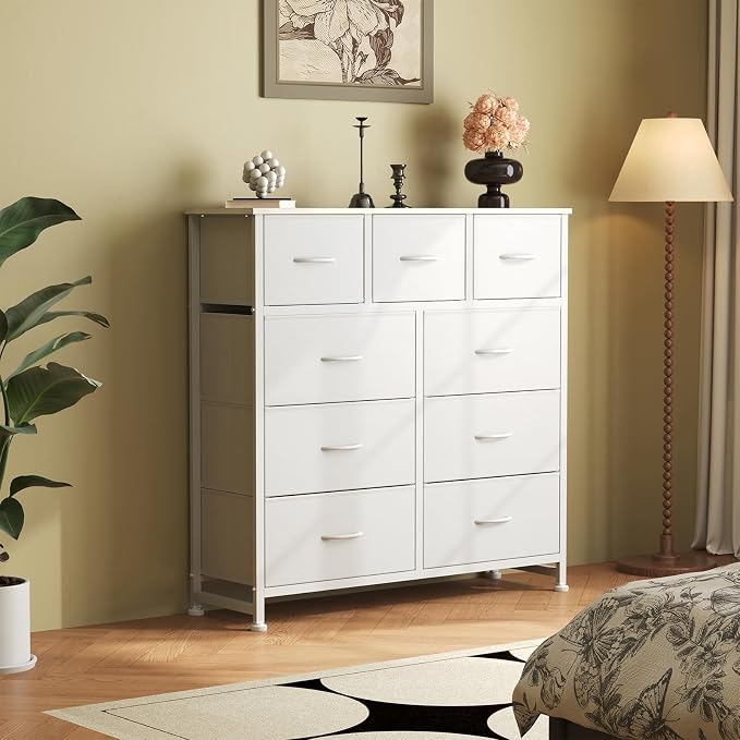 DUMOS 9 Drawer Dresser for Bedroom, Storage Organizer Chest of Drawers | Fabric - Image 2