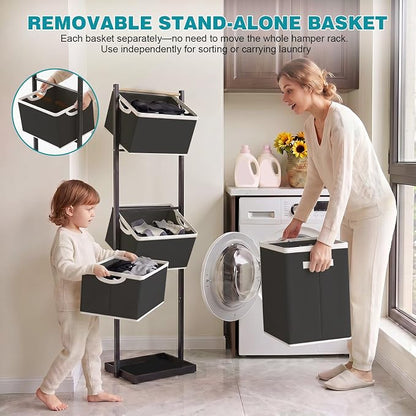 4-Tier Laundry Hamper Sorter, Vertical Laundry Sorter - Image 5