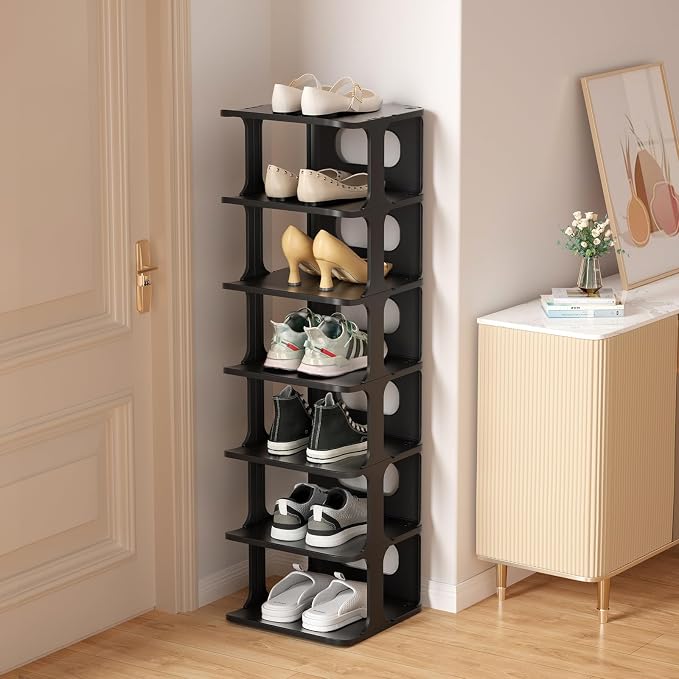HAIXIN 7-Tier Narrow Vertical Shoe Rack, Skinny Shoe Tower by HAIXIN