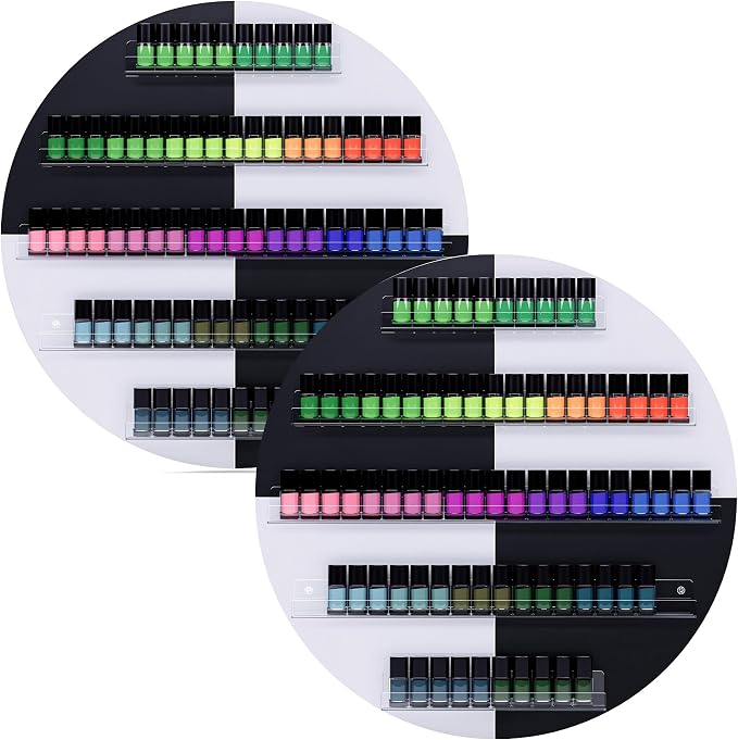 Wall Mount Nail Polish Organizer, 2 Packs Wood Nail Polish Rack w/Acrylic by HolaiNail