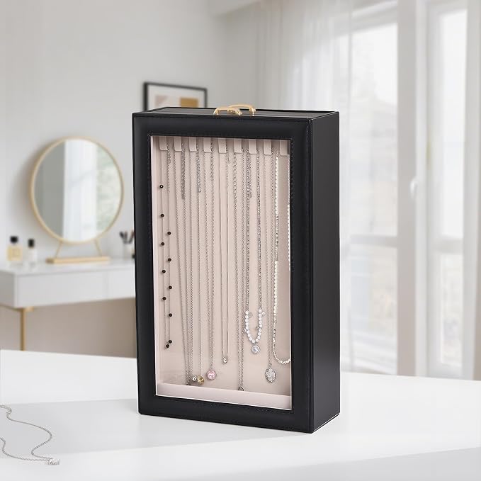 Lolalet Necklace Organizer Box, 2-Layer Jewelry Storage Boxes - Image 5