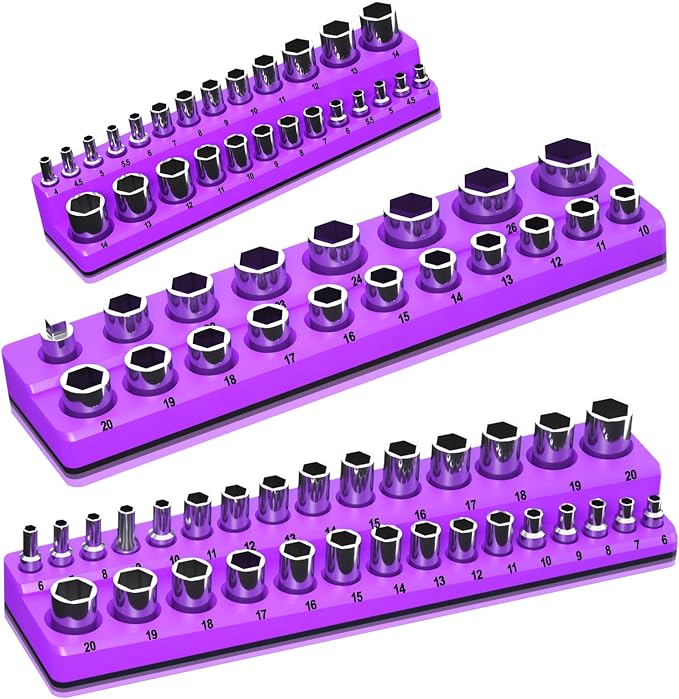 Magnetic Socket Organizer Set, 3-Piece Socket Holder Trays by Onsski