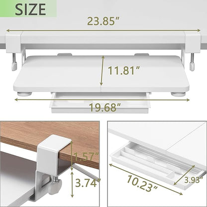 ETHU Keyboard Tray Under Desk, 19.7' X 11.81" Small Size Keyboard Drawer - Image 2