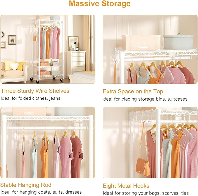 FUTASSI P6 Mini Rolling Clothes Rack Heavy Duty, Clothing Racks - Image 7