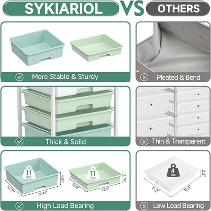 SYKIARIOL Rolling Cart with Drawers, 5 Drawers Storage Cart, Light Green | - Image 5