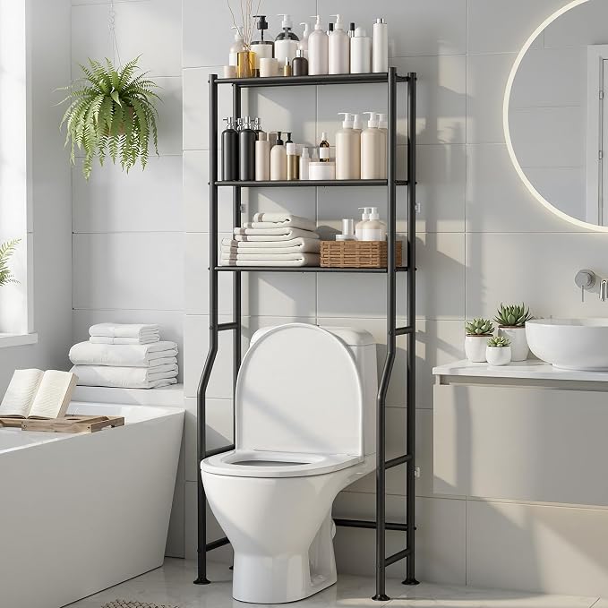 3-Tier Over The Toilet Storage, Freestanding Metal Bathroom Shelves, Space by ASCENREST