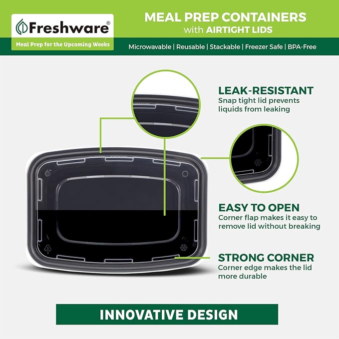 Freshware Meal Prep Containers 1 Compartment Food Storage Containers - Image 5