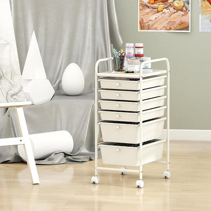 Giantex 6 Storage Drawer Cart Rolling Organizer Cart - Image 5