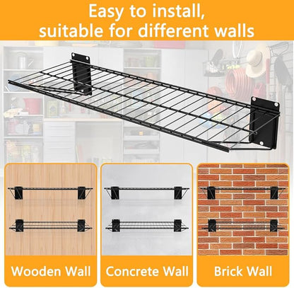Wall Shelf 24'' x 11'' Garage Wall Mounted Storage Shelves, Heavy Duty Metal - Image 4