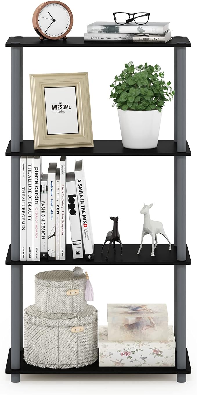Furinno TURN-N-TUBE Storage Shelves, 4-Tier Toolless Book Shelf, Corner Shelf - Image 6