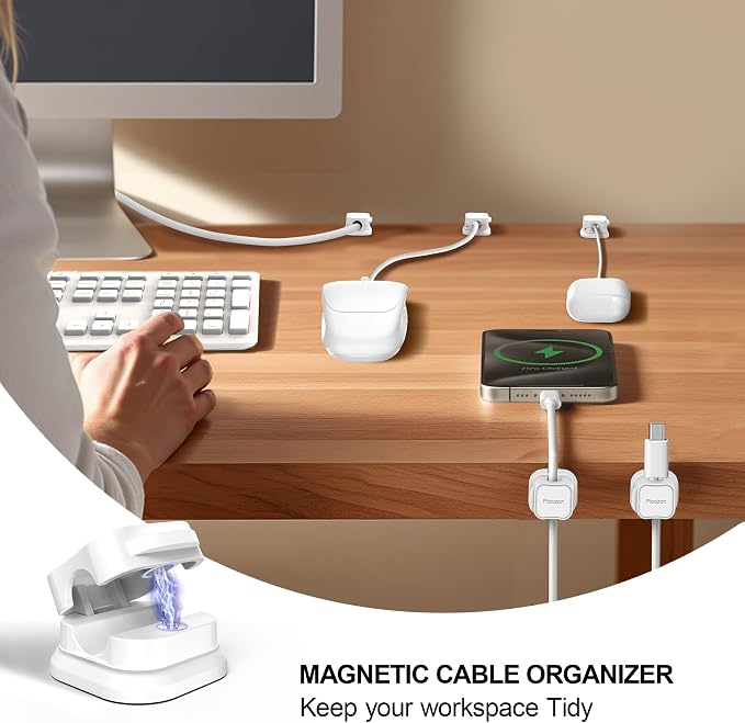 8 Pack Magnetic Cable Clip Organizer Cord Holder, Picozon Adhesive Cable - Image 2