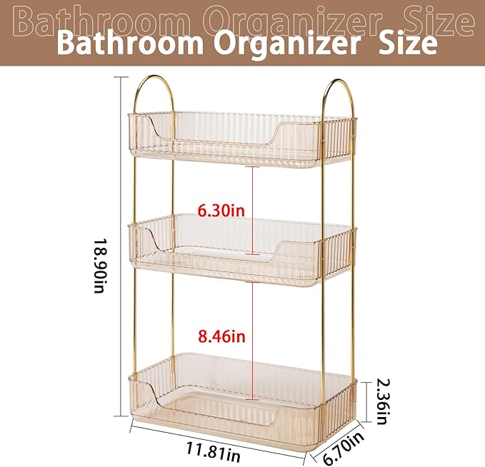 shuang qing 3 Tier Bathroom Counter Organizer Countertop Storage, Cosmetics - Image 3
