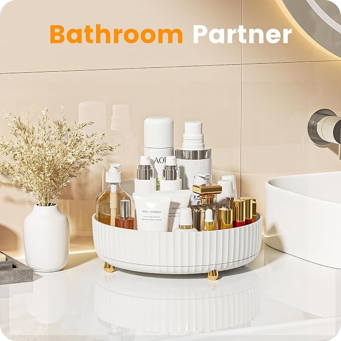 A-LuGei 【Elegant White】 11" Perfume Organizer, 【360° Rotating】 Vanity Organizer - Image 3