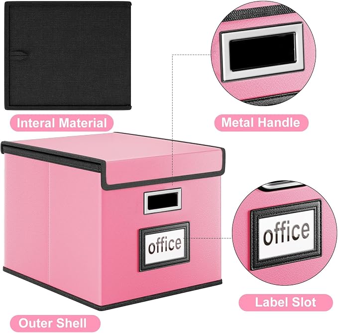 File Organizer Box with Lids, Collapsible File Folder Organizer | File Box with - Image 3