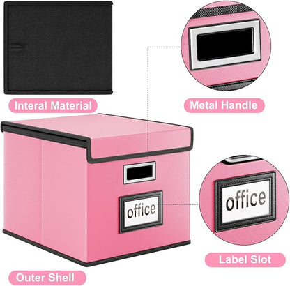File Organizer Box with Lids, Collapsible File Folder Organizer | File Box with - Image 3