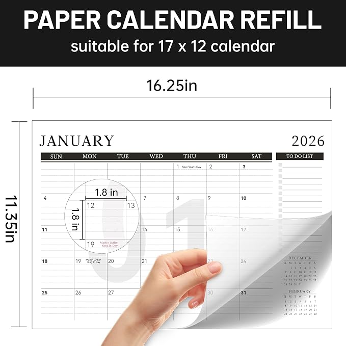 Yoment Desk Calendar Refill 2026-2027, Jan 2026-Dec 2027, Large 10"x16" Monthly - Image 3