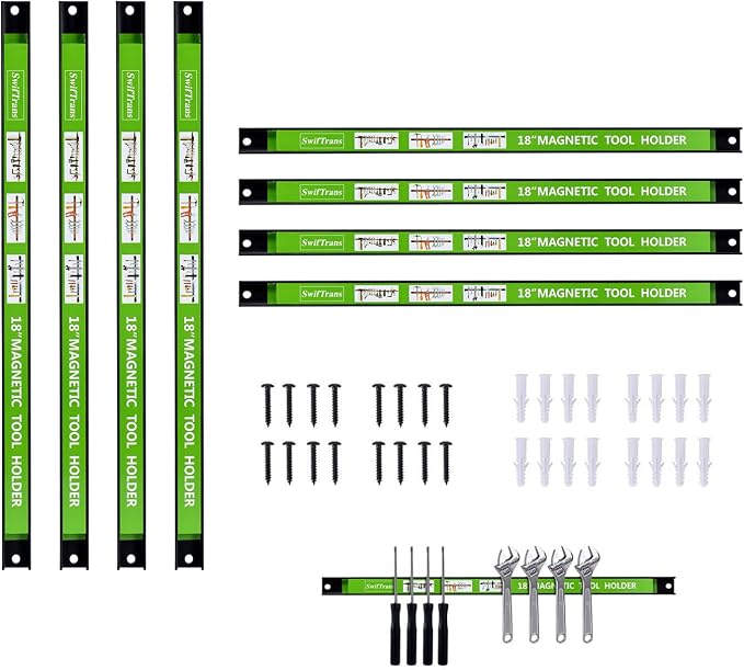 Magnetic Tool Holder 18 Inch 8 Pack Heavy Duty Magnet Tool Bar Strip Rack Wall by swiftrans