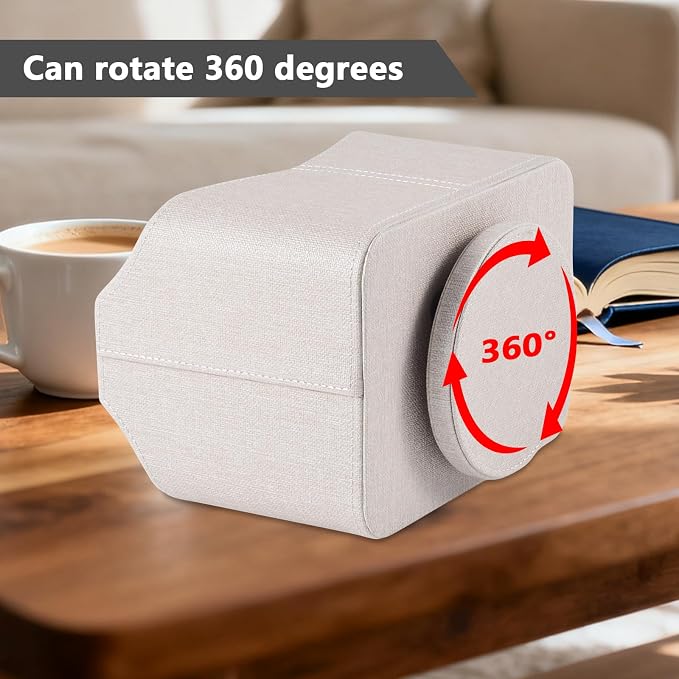 Leather Remote Control Holder 360 Degree Spinning, Desk Rotating Organizer/Caddy - Image 6
