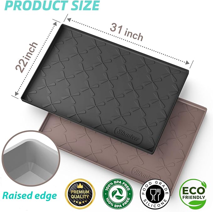 SIKADEER 31" x 22" Under Sink Mat Waterproof, Silicone Mat Kitchen Drawer Shelf - Image 3