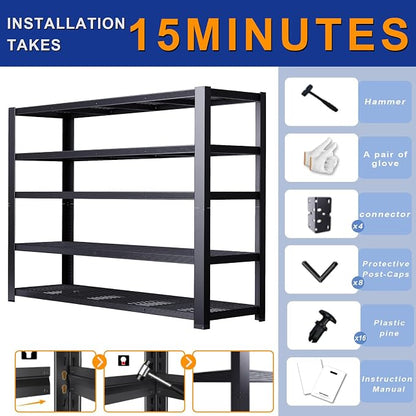 Storage Shelves Heavy Duty Metal Shelving 84" H, Adjustable Garage Shelves - Image 6