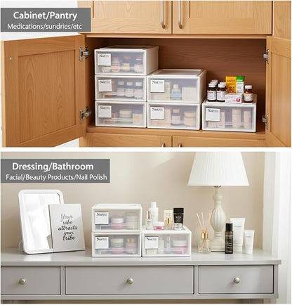 3 Pack Plastic Stackable DrawerStorage Drawers Bins, Small Drawer-type Desk - Image 6