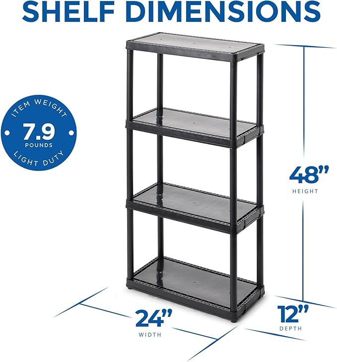 Gracious Living 4 Shelf Fixed Height Solid Light Duty Storage Unit 12 x 24 x 48 - Image 3