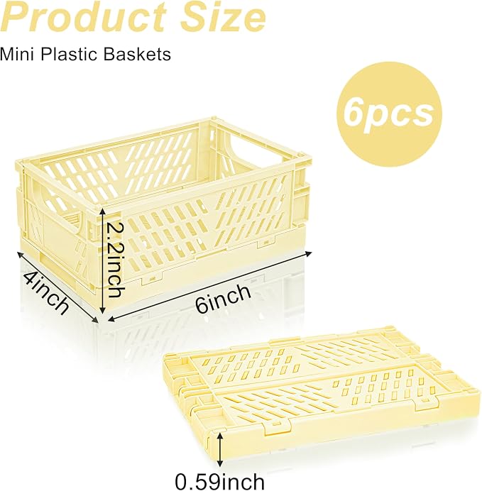 6 Pack Mini Foldable Small Plastic Baskets - Image 2