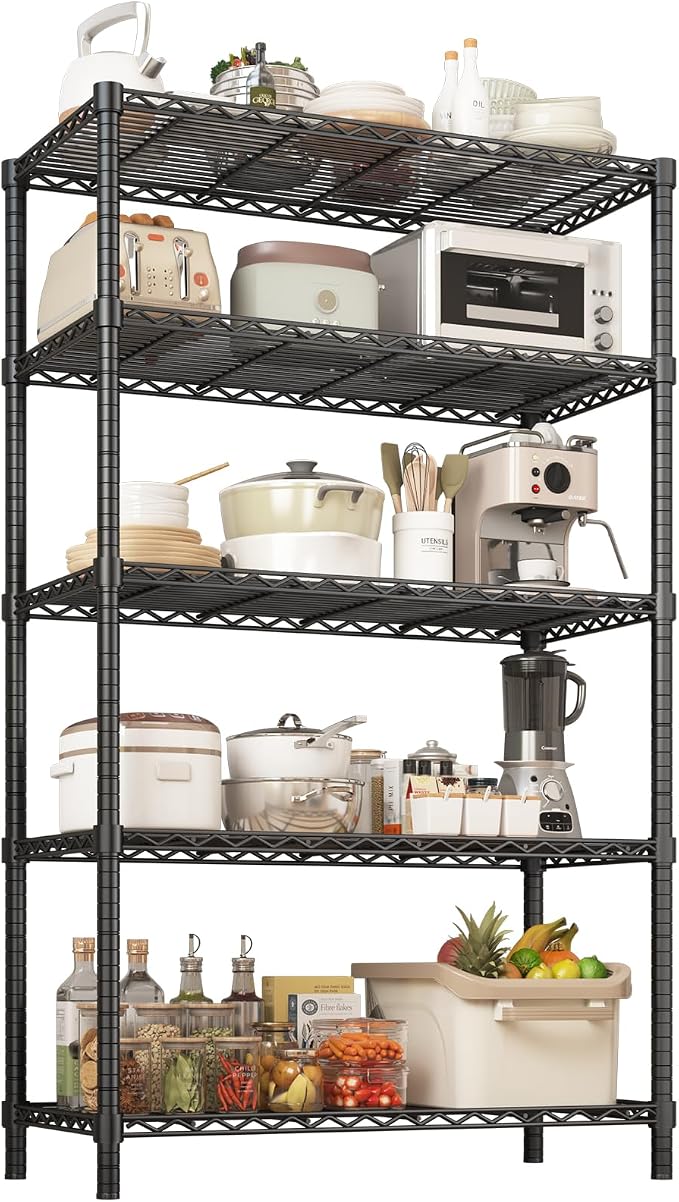 ROOMTEC 5-Tier Adjustable Wire Shelving Unit, 2000 lbs | Heavy Duty Garage Shelf by ROOMTEC