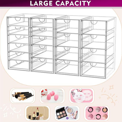 Acrylic Makeup Organizer with 19 Drawers, 4 Pack Clear Storage Drawers - Image 5