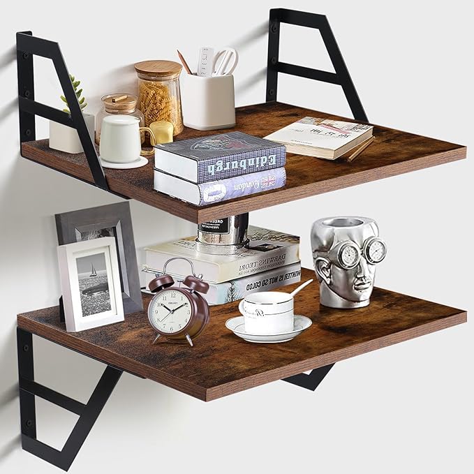 Tectocker-DOU 2 Pc Deep Floating Shelves ; Wall Mounted Hanging Shelves by Tectocker-DOU
