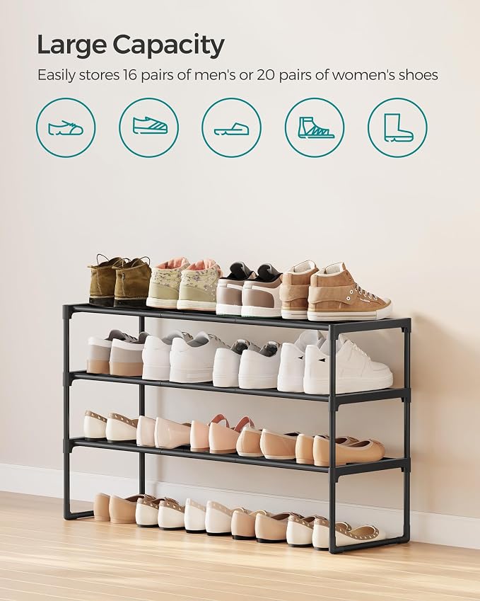 SONGMICS Shoe Rack, 3-Tier Shoe Organizer, Metal Storage Shelf, Upright or - Image 6