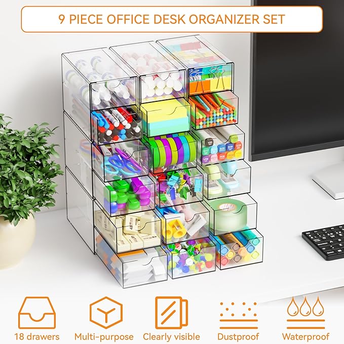 Yieach 9 Pack Small Acrylic Drawers - Image 4