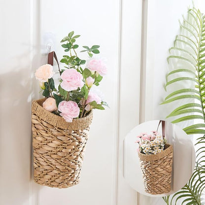 Handwoven Front Door Basket Water Hyacinth Wall Hanging Basket Decorative Boho - Image 4