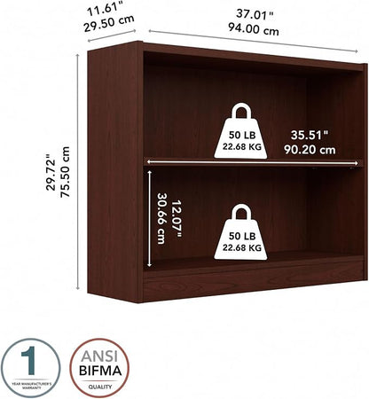 Bush Furniture Universal Small 2 Shelf Bookcase in Vogue Cherry, Low Storage - Image 3