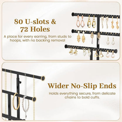 MODOWEY Necklace Holder Organizer Earring Stand Metal Tree - Image 4