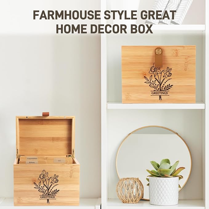 Large Bamboo Greeting Card Organizer Box - Image 7
