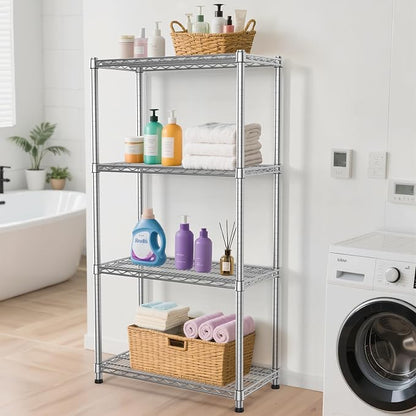 Metal Shelving Unit 4 Tier Storage Shelves Rack Metal Shelf Adjustable Wire - Image 2