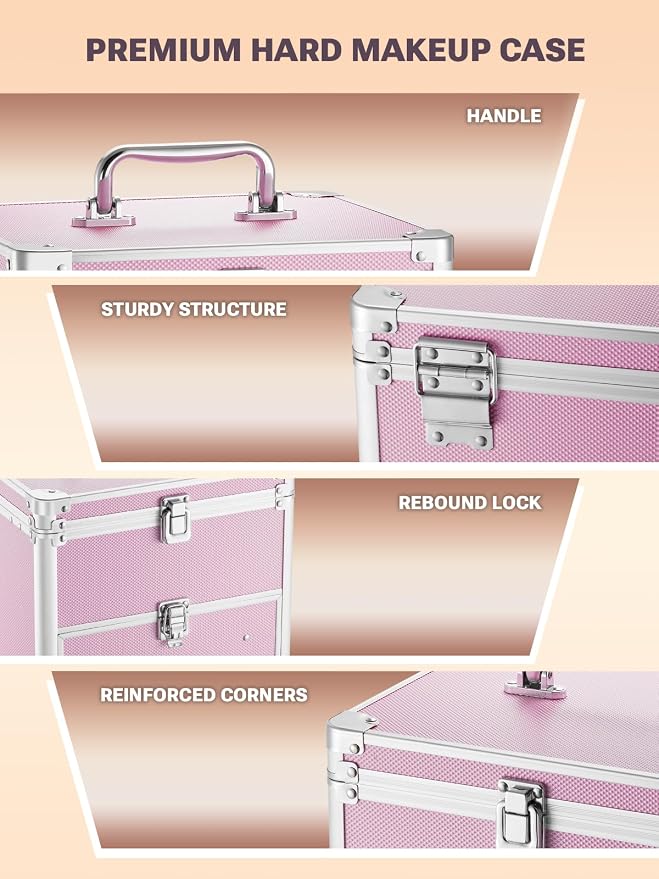 Qislee Makeup Box with Drawer and A Detachable Lighted Mirror, Waterproof - Image 4