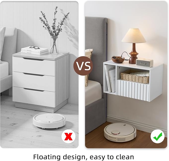 Modern Matte White Fluted Floating Nightstand - Image 5
