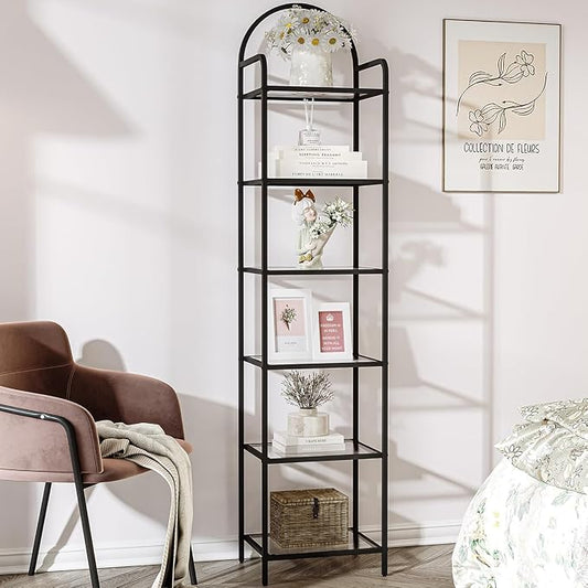Hzuaneri Bookcase Bookshelf, Tempered Glass Bookshelves | Slim Shelving Unit by Hzuaneri