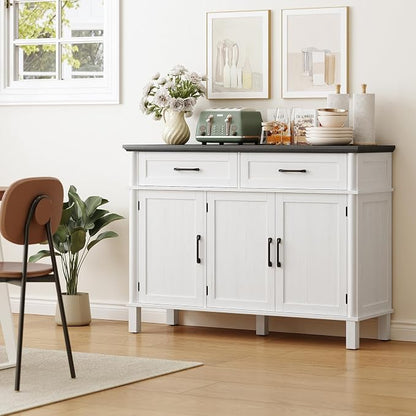 48 Inches Buffet Cabinet with Storage, Farmhouse Sideboard Buffet w/2 Drawers - Image 3