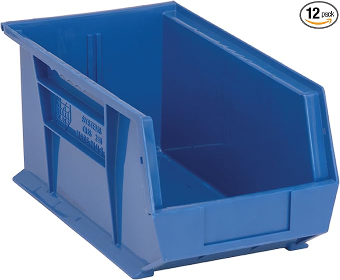 Quantum Storage QUS240 Heavy-Duty Stackable Plastic Storage Bins by QuantumStorageSystems