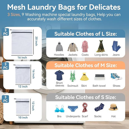 9Pcs Mesh Laundry Bags for Delicates, Laundry Bags Mesh Wash Bags, Lingerie - Image 2