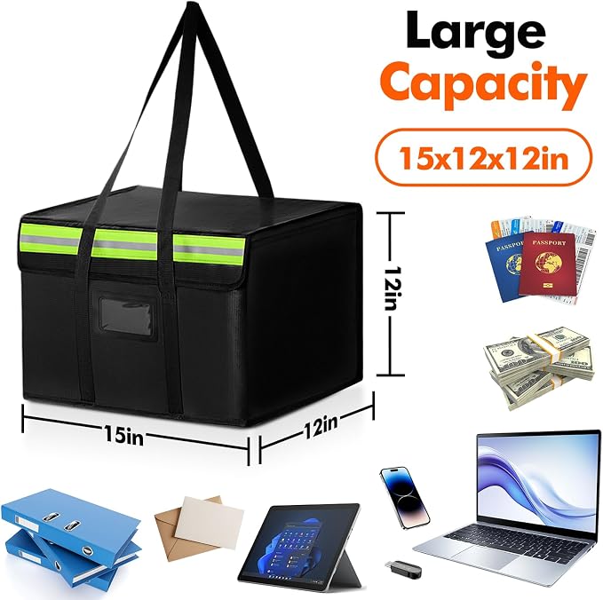 Large Fireproof Document Bag for Home Safe Storage, 4-layer fiberglass - Image 2