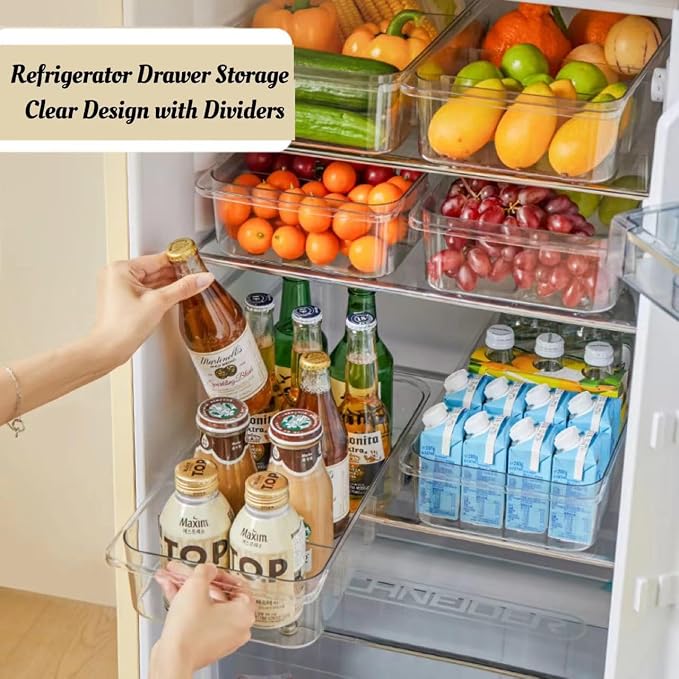 Attelite RollOut Refrigerator Drawer Organizer and Storage Clear Design - Image 3