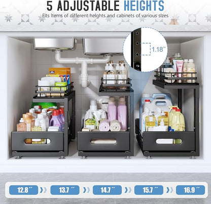 Under Sink Organizer Upgrade To Professional Rails, 2-Tier Dual Pull Out - Image 6