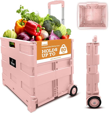 Ultra-Slim Rolling Collapsible Storage Pack-N-Roll Utility-carts, by Inspired+Living