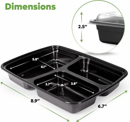 GUSTO 24 oz - 3 Compartment Meal Prep Containers - Image 2