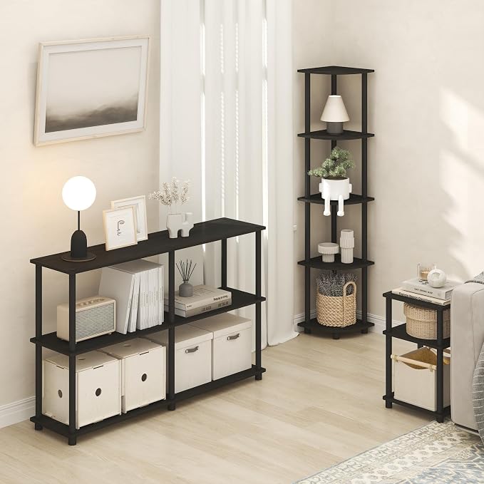 Furinno Turn-N-Tube Corner Shelf, 5-Tier Corner Bookshelf, Open Storage Shelves - Image 5