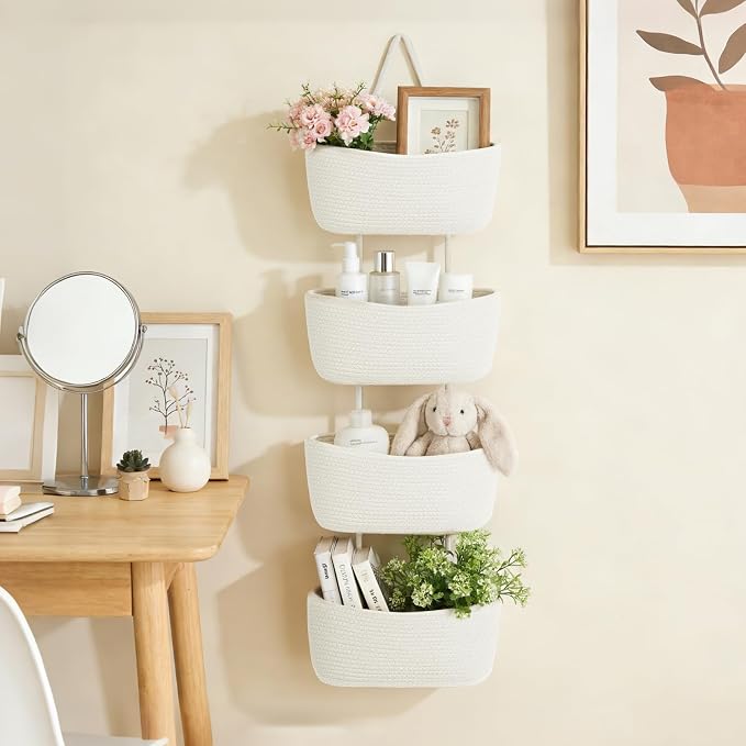 Dahey Over The Door Hanging Basket Storage 4-Tier Woven Wall Basket, Hook Fits - Image 3